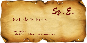 Szilák Erik névjegykártya